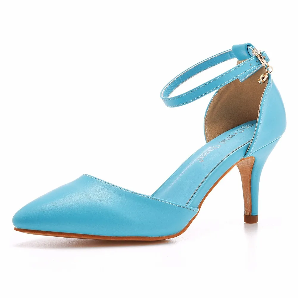 Women's Wedding Shoes Pointed Toe Ankle Strap Stiletto Heel