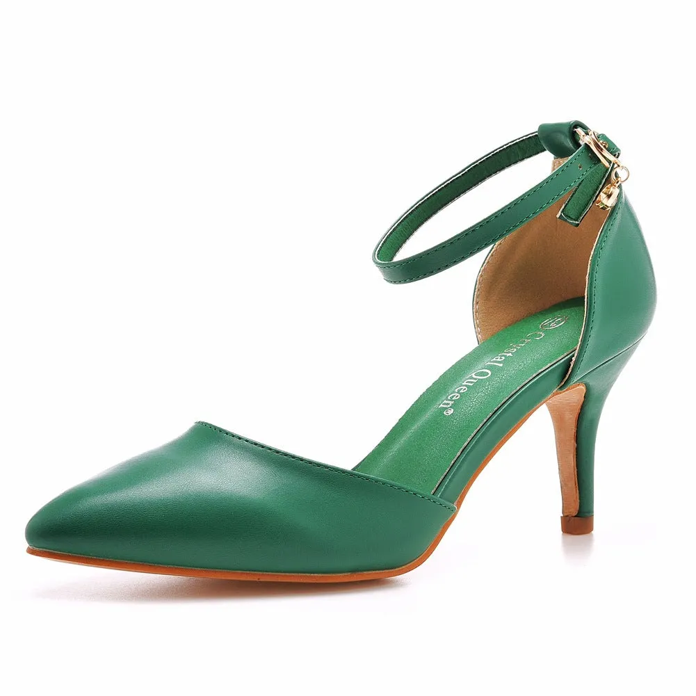 Women's Wedding Shoes Pointed Toe Ankle Strap Stiletto Heel