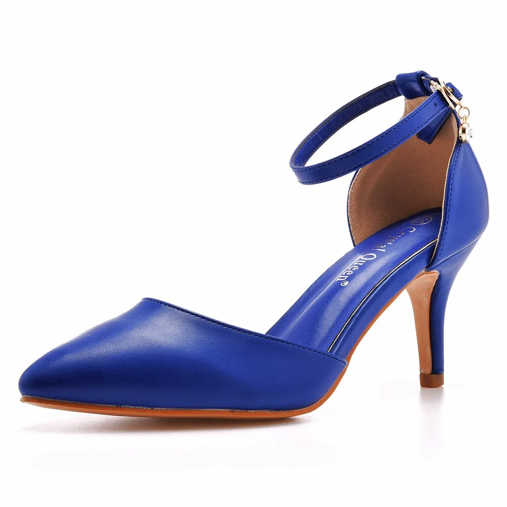 Women's Wedding Shoes Pointed Toe Ankle Strap Stiletto Heel