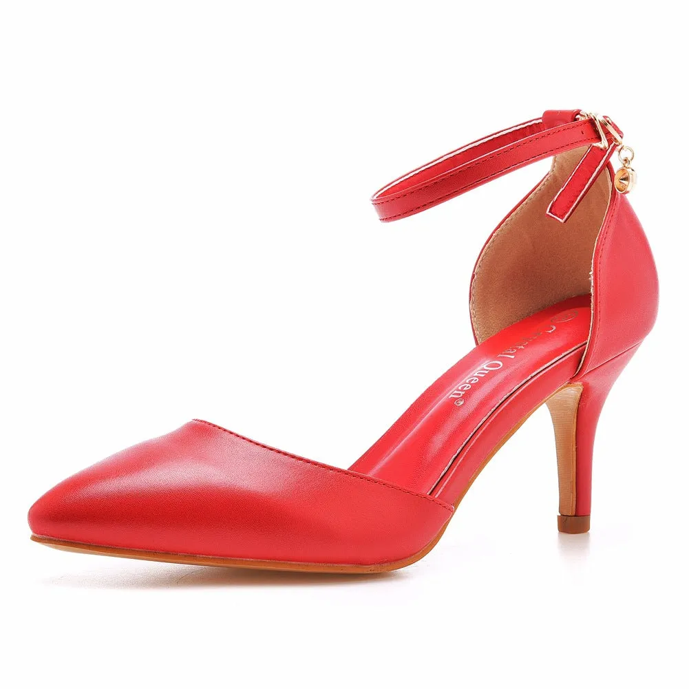 Women's Wedding Shoes Pointed Toe Ankle Strap Stiletto Heel