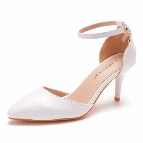 Women's Wedding Shoes Pointed Toe Ankle Strap Stiletto Heel