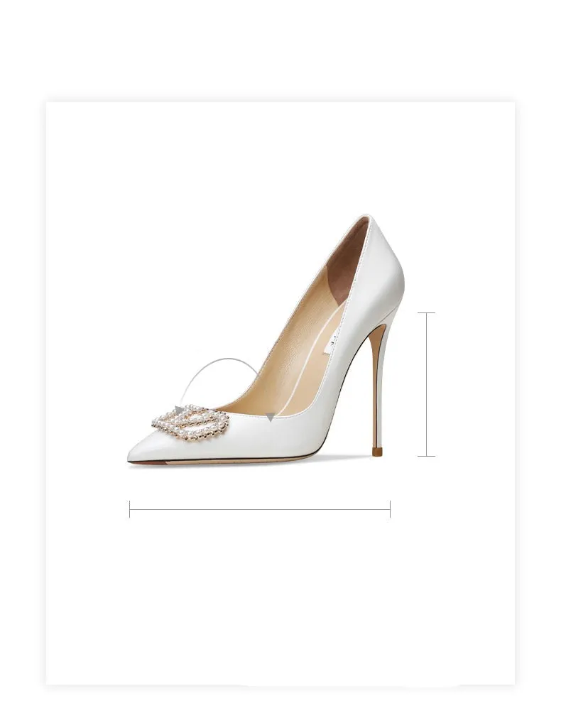 xiangtuibao New Spring Women For Fashion Pointed Toe Stiletto Pumps Sexy White String Bead Wedding Shoes High Heels Party Dress Shoes V
