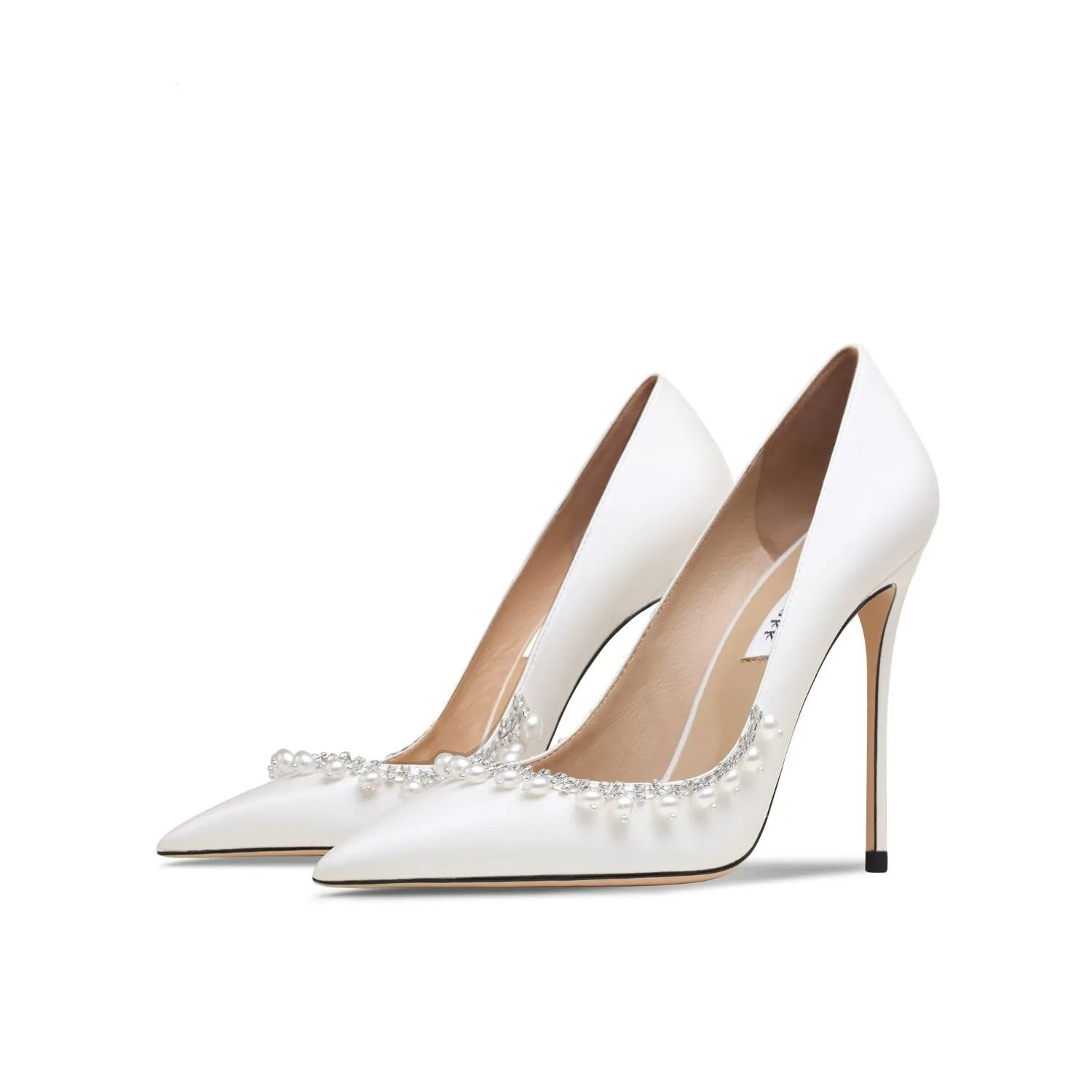 xiangtuibao New Spring Women For Fashion Pointed Toe Stiletto Pumps Sexy White String Bead Wedding Shoes High Heels Party Dress Shoes V