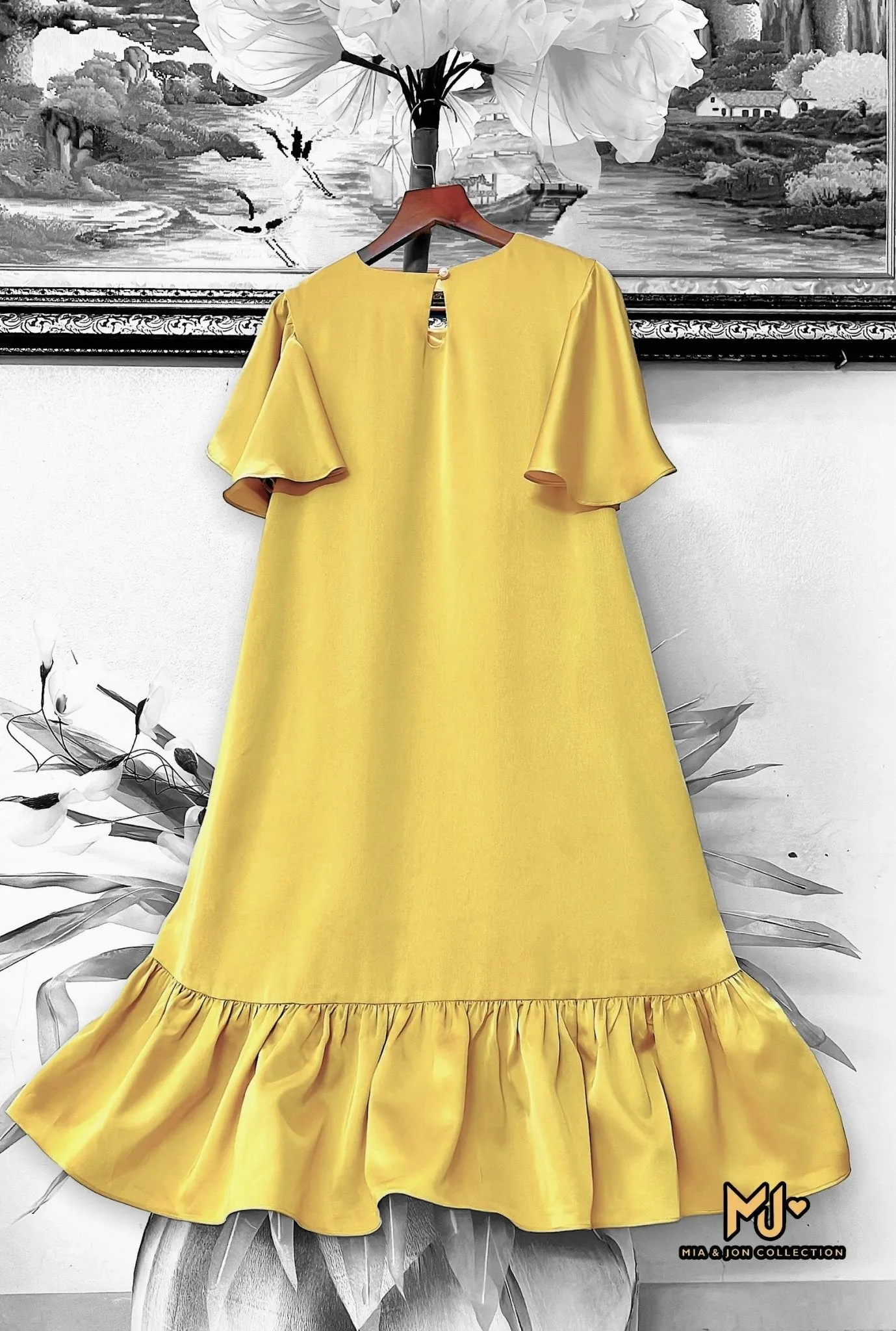 Yellow Ruffle High Low Tunic Dress